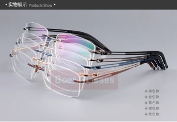 Z nehrdzavejúcej Ocele Okuliare Mužov Rámy bez obrúčok Okuliare Krátkozrakosť Predstavenie Optické Predpis Oculos de grau 52001(54-17-140)