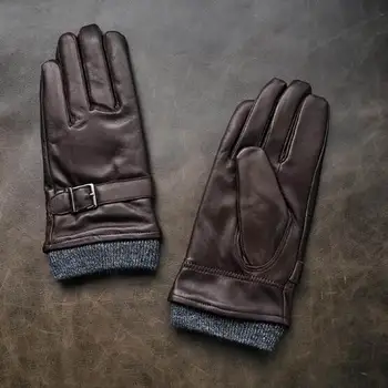 Kožené zimné guantes teplé Rukavice z ovčej mužov, Kožené rukavice jednoduché zabrániť studenej Rukavice pre mužov X667
