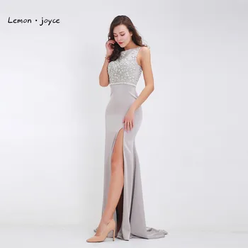Citrón joyce Crystal Lištovanie Večerné Šaty Dlhé 2020 Backless Dĺžka Podlahy Formálne vysokej štrbinou Prom Šaty vestidos de noiva Plus Veľkosť