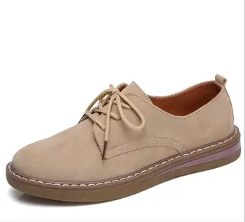Nové Originálne Kožené Ženy Ploché Topánky šnurovacie Tenisky na Jeseň Oxford Topánky Žena Moccasins Bežné Ploché retro dámske topánky