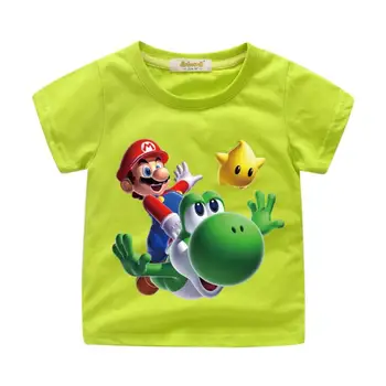 Deti Krátke Sleeve T-shirts Letné Oblečenie Dieťa Chlapci Dievčatá Kreslených Mario Tlač Tshirts Baby Bavlna Tee Topy Kostým