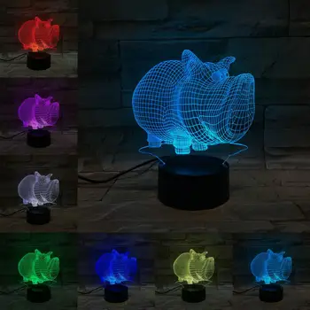 Príroda Zvieratá 3D USB LED Lampa Spálne Vedľa Nočné Svetlo Deti Chlapec Hračka Kreatívny Darček Dotykové Diaľkové Ovládanie Base Akrylová Doska