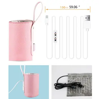 Prenosné Mlieko Fľaše Teplejšie pre Deti USB Nabíjanie Kúrenie Thermo Taška Udržať Dieťa Mlieka alebo Vody Teplej