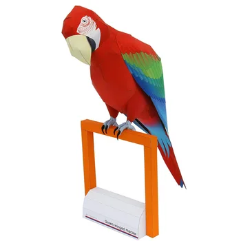 Papagáj Zelená-okrídlený Papagáj Vták Skladacie Rezanie Mini 3D Papier Model Papercraft Zvierat Obrázok DIY Deti, Dospelých Plavidlá, Hračky, QD-106