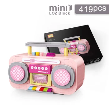 LOZ Mini Stavebné Bloky, Ružová Hudobné Rádio Rekordér Prehrávač 3D Model Zostavený Puzzle Dieťa Vzdelávacie Hračka Roztomilé Dievčatá Vianočný Darček