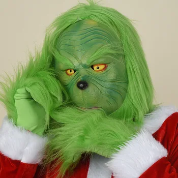 Grinch Masku, Rukavice Tvorivé Rukavice Cosplay Masku, Rukavice Zelená Kožušiny Maska Halloween, Vianočné Darčeky Pre Priateľov