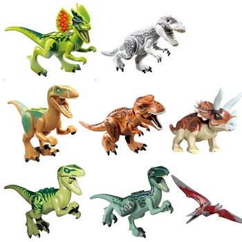 Jurský Sveta Dinosaurov Stavebné Bloky Dieťa osvietil Hračky Kompatibilné Malej Veľkosti Blokov pre Deti Tyrannosaurus Pterosaur