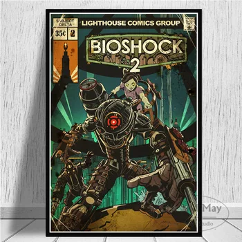 Plagáty A Vytlačí Bioshock Rapture Video Hry, Retro Obrazov Na Stenu Pre Obývacia Izba Plátno Na Maľovanie, Dekorácie Domova Obrazy