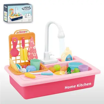 Kuchyňa Hračky pre Deti Predstierajú, že Hrať Drez s Elektrickým Vody Umývadlo Držiak pre Deti Plastové Simulácia Umývačka riadu Dary