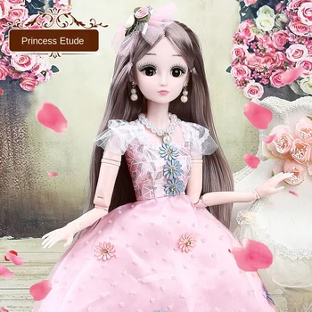 60 cm krásna princezná bábika s šaty oblečenie 1/3 BJD bábika 20 spoločné krásne zlaté princezná vlasy nový darček pre dievča