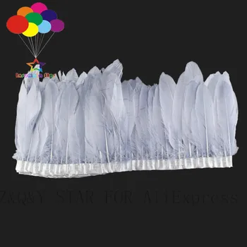 1 balenie prírodné 15-20 CM husacie perie zafarbené svetlo šedá, aby handričkou hrany DIY dekoratívne odevné doplnky plavidlá perie