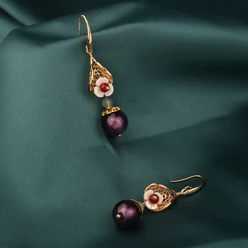 Vintage shell šperky pre ženy a pre dievča, darček,MYWINY 2019 Nové Aventurine náušnice visieť etnických farbu kvetu presklené náušnice