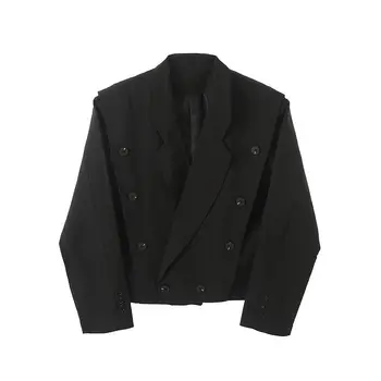 IEFB /pánskeho oblečenia dizajn osobné black blejzre skladacie široký ramenný nika módny štýl krátky oblek kabát muž 9Y3745