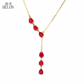 HELON Pevné 18K Žlté Zlato 1ct Certifikované Bezchybný Originálny Prírodný Ruby Zapojenie Svadobné Ženy Trendy Jemné Šperky, Náhrdelníky