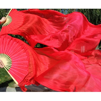 Kvalitný Hodváb, Brušný Tanec Fanúšik Red Reálne Hodváb Závoje Fanúšikov Vľavo+Vpravo 1pair Predaj 180*90 cm, Rýchle dodanie