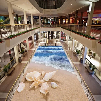Vlastné 3D Poschodí nástenná maľba Morské Vlny Pláži Hviezdice Kúpeľňa 3D Dlažby, Tapety PVC Samolepiace Nepremokavá Podlaha Nálepky nástenná maľba