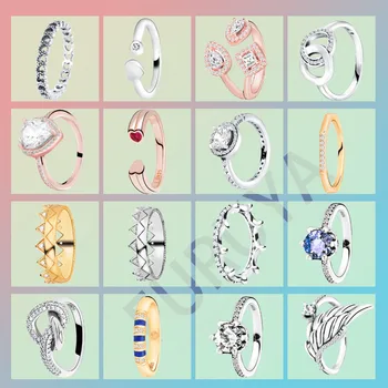 Trendy 925 Sterling Silver Ring Geometrické Koruny Rôzne farebné Krúžky pre Ženy Šperky, Zásnubné Výročie darček