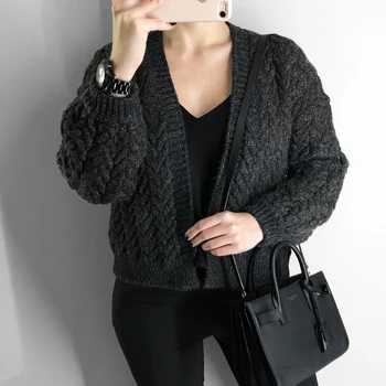 2019 Vysoko kvalitné ženy cardigan a pletený kabát top bežné farbou cardigan sveter hrubé svetre