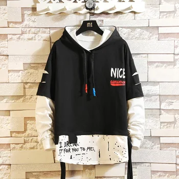 Jeseň Jar Roku 2020 mikina s Kapucňou Mikiny Pánske Hip Hop Japonské Čierne Biele Pulóver Streetwear Ležérne Módne Oblečenie Nadrozmerná M-5XL
