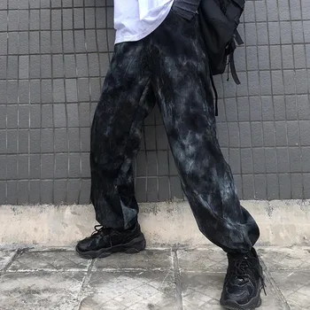 Hip Hop Streetwear Nohavice Ženy Tie Dye Vytlačené Bežné Cool Punk Harajuku Vrecku Voľné Nohavíc Žena Dna 2020