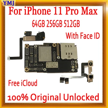 Továreň Odomknutý základná Doska Pre iPhone 11 Pro MAX doska S/Bez Tváre ID Zadarmo iCloud IOS Logic Board Dobré Testované