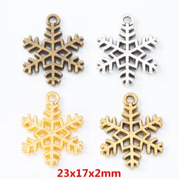35 kusov retro kovové zliatiny zinku snowflake Prívesok pre DIY handmade šperkov náhrdelník, takže 8045