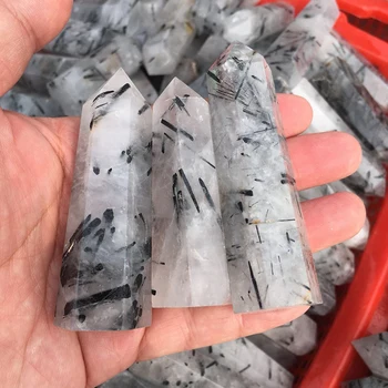 Čierny turmalín crystal stĺpec Prírodný krištáľ kameň na brúsenie crystal stĺpec 1pc Vynikajúcu kvalitu