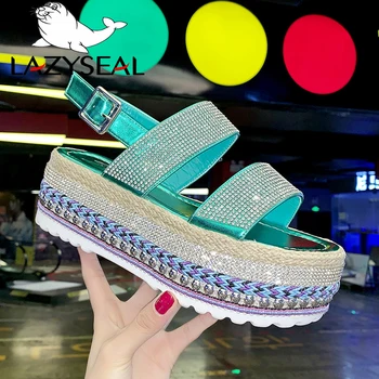 LazySeal Platforma Topánky Sandále Ženy Lete Sponou Byt Pláži Bling Obuv 2020 Módne Topánky Pre Ženy dámy Buty Damskie