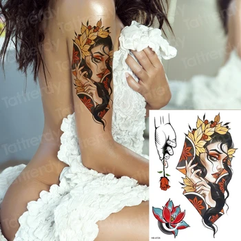 6pcs/veľa tetovanie geisha japonský dočasné tetovanie nálepky skice tetovanie vzory vzor tvár nálepky tetovanie falošné tetovanie rukáv