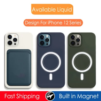 Pôvodné Magnetické Cievky Kruhu Telefón puzdro Pre Apple IPhone 12 Pro Max 12 Mini Magsafing Mäkké Silikónové Kvapaliny TPU Kryt Pre iphone
