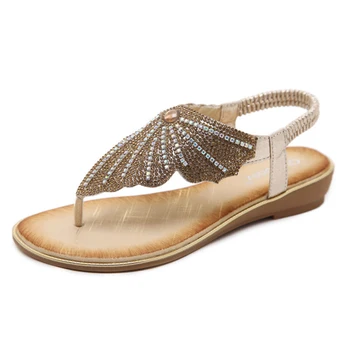 Ženy Sandále Letné Topánky Žena flip-flops Dámy Ležérne Topánky 2019 Sandalias Mujer Kamienkami Zlata, Ploché Sandále Plus Veľkosť 42