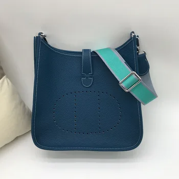 Kožené uhlopriečka taška Evelyn veľké široký ramenný popruh hlavu vrstva cowhide taška cez rameno módne nové H pôvodnej páva modrá