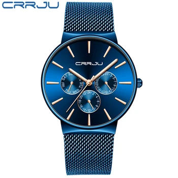 CRRJU 2020 Nové Pánske Hodinky Klasické Obchodné Vodotesný, Multi-function Plný Oceľový Pás Náramkové hodinky s Týždni a 24 hodinový Displej