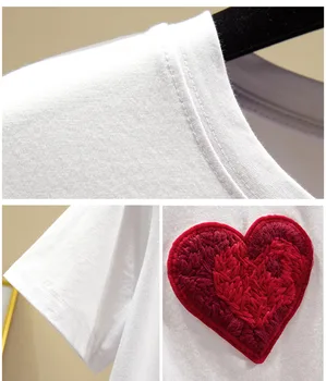 Gkfnmt Výšivky Láska T shirt Ženy Oblečenie 2020 Letné Topy Žena Tričko White Tee Tričko Femme Krátky Rukáv Bavlna Topy Čierna
