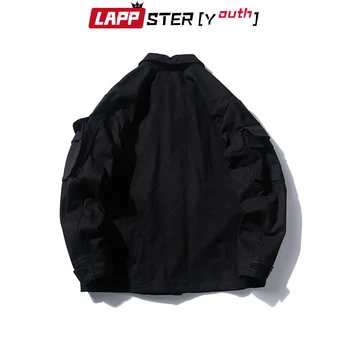 LAPPSTER Black Streetwear Windbeaker Cargo Bunda 2020 Mens Armygreen Bundy A Coats Male Vintage Kpop Čierna Bunda Módy