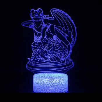 7 Farba Draka Film Bezzubej Akcie Obrázok ilúziu 3D Lampa Svetlo Fury Model Svetelný Hračky pre Dospelých, Deti