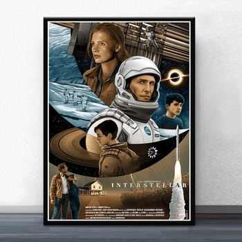 Interstellar Plagát Klasické Sci-Fi Film Plátno Na Stenu Umenie Domova Tlač Darček