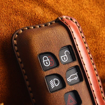KEYYOU Kľúča Vozidla Pre Prípad Keychain Tlačidlo Taška Pre Land Rover Range Rover Evoque Discovery 5 Tlačidiel Kožené Tlačidlo Krytu Príslušenstvo