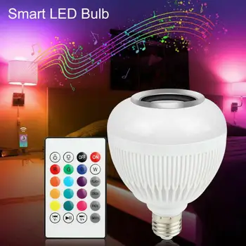 Dropshipping Prehrávania Hudby Lampa Bluetooth Diaľkové ovládanie E27 Bezdrôtová LED Svetlo, Reproduktor Svetelný zdroj RGB 12W 100-240V