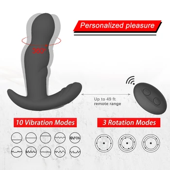 360 Stupňové Otáčanie Análny Plug Silikónový Vibrátor Mužskej Prostaty Masér Zadok Plug Riti Upozorňuje G-Spot Stimulovať Sexuálnu Hračku, Pre Mužov