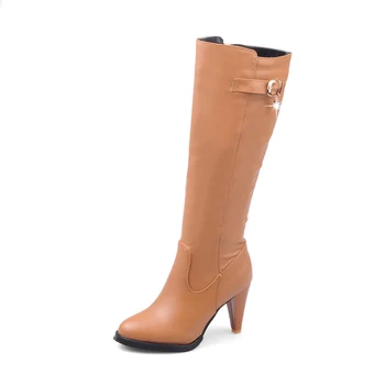 ENMAYER Najvyššej kvality pohodlné kožené topánky ženy ukázal prst lady vysoké podpätky robustné topánky Size34-43 stehna vysoké topánky