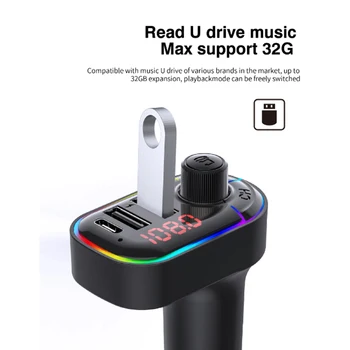 Nové Auto Bluetooth 5.0 FM Bezdrôtové Handsfree, Audio Prijímač Auto MP3 Prehrávač 5V3.1A/1A+Typ-C Dual USB Rýchlo Nabíjačka,