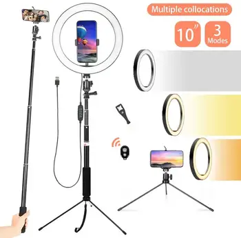 10 palcový Selfie Krúžok Svetlo s Držiaka Telefónu LED Krúžok Lampa s Stick USB pre Smartphone Youtube make-up Studio Live