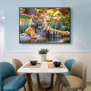 DIY Tiger 5D Diamond Maľovanie na Plné Kolo Vŕtať Gepard Diamond Výšivky Cross Stitch Zvierat Drahokamu Art Decor Domov Darček