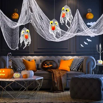 Halloween Gázy Dekorácie Super Veľkosť Strašidelný Handričkou Strana navrhne Black pohyblivá mriežky dekorácie Halloween gázy