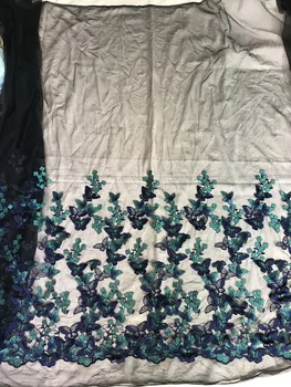 LASUI 1 yard X0530 ručné oblečenie, sukne, šaty Tmavo fialová + zelená High-end 3D butterfly kvet vyšívané čipky textílie