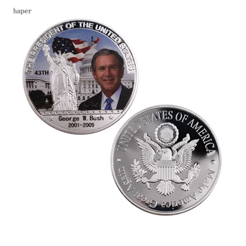 NÁS 43th Prezident George W. Bush Striebornú Mincu Domov Dekoratívne Umenie, Remeslá American Challenge Mince
