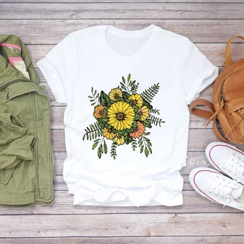 Ženy Kvet Akvarel Kvetinový Príležitostné Tlače Oblečenie Letné Tričko T-shirts Top T Grafické Žena Ladies Dámske Tričko T-Shirt