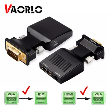 VGA na kompatibilný s HDMI Prevodník Adaptér 1080P VGA Pre PC, Notebook na HDTV Projektor Video Audio kompatibilný s HDMI na VGA