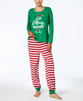 Vianočné rodiny vzhľad Nastaviť Rodiny zodpovedajúce oblečenie rodinu Vianočné pyžamo 2020 STOP Elfing OKOLO Vytlačené oblečenie pre voľný čas long johns